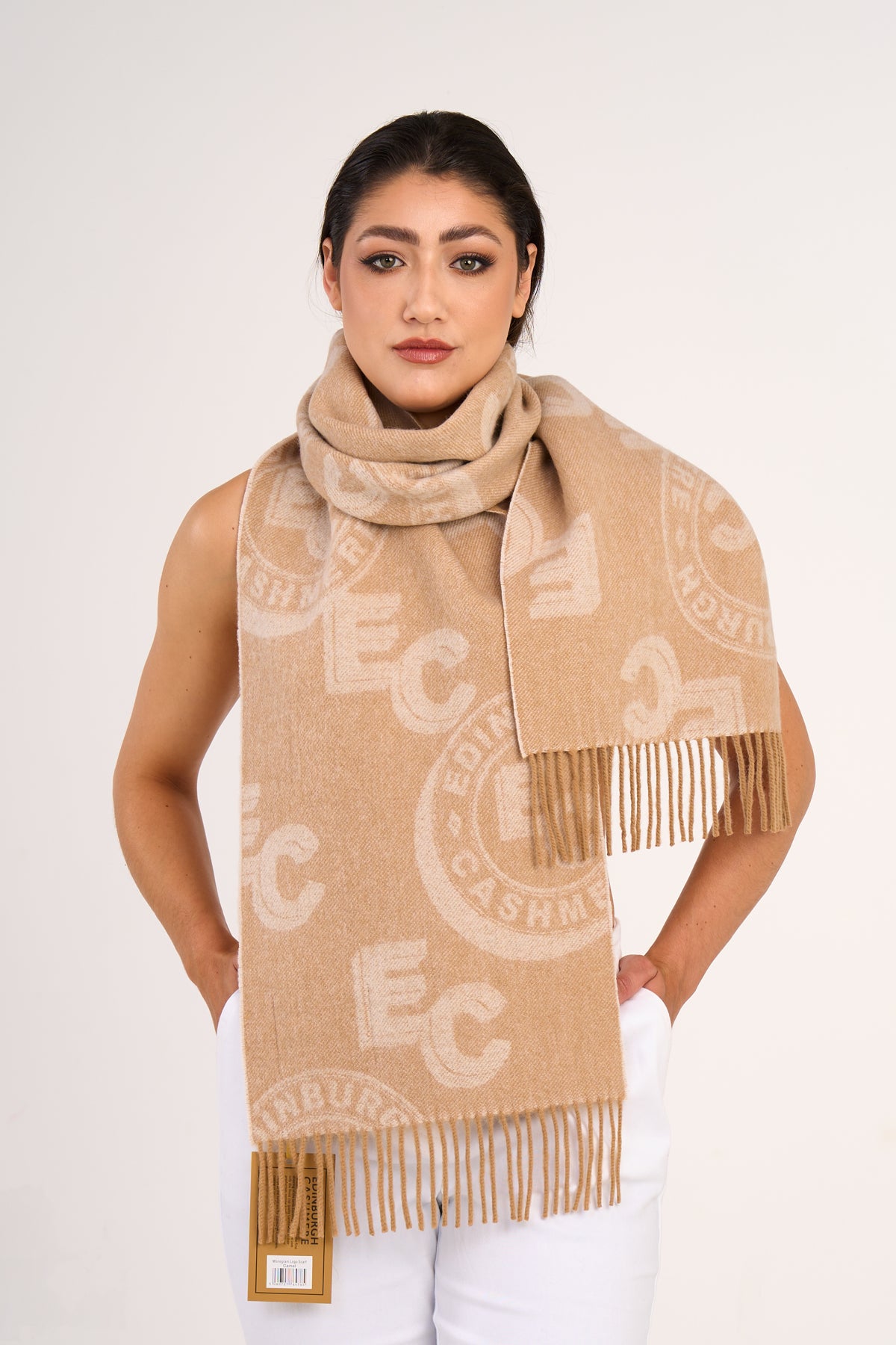 DC Classic Check Stole Brown Edinburgh Cashmere - Main Image