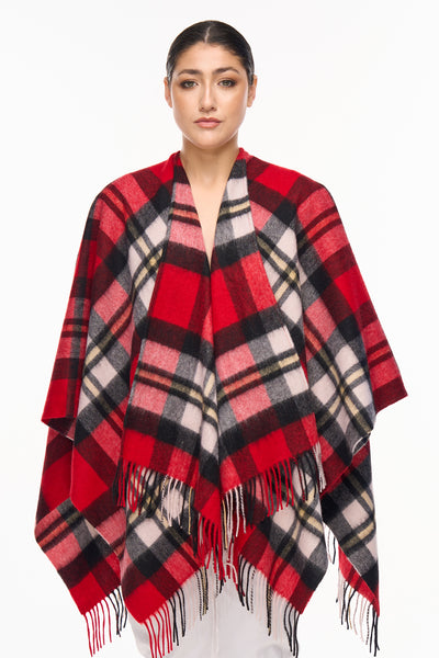 Cape DC Design Red Poncho 100% Pure Lambswool