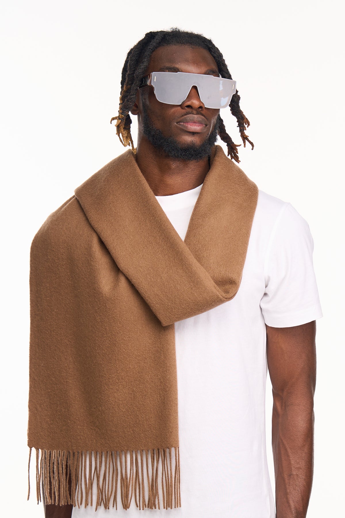 Plain Scarf Brown Oversized Wrap 100% Pure Lambswool