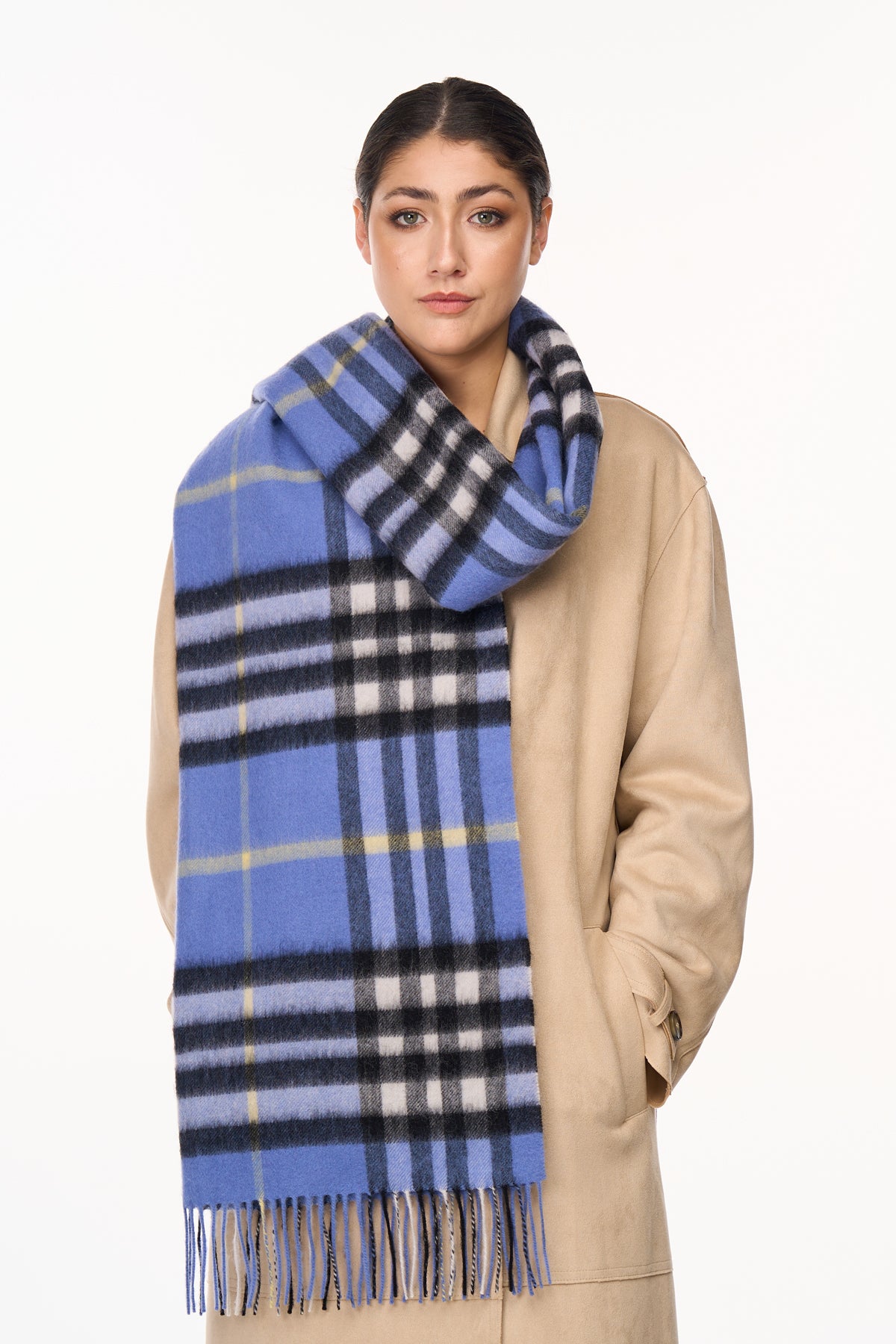 Scarf DC Classic Blue Oversized Wrap 100 Pure Lambswool Edinburgh Cashmere