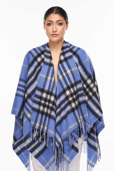 Cape DC Classic Blue Poncho 100% Pure Lambswool