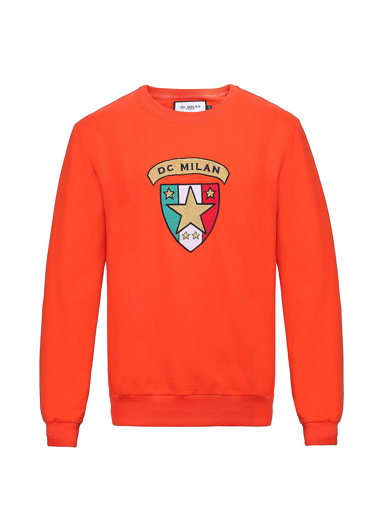 Embroidery Orange Cotton Sweatshirt With Big Logo
