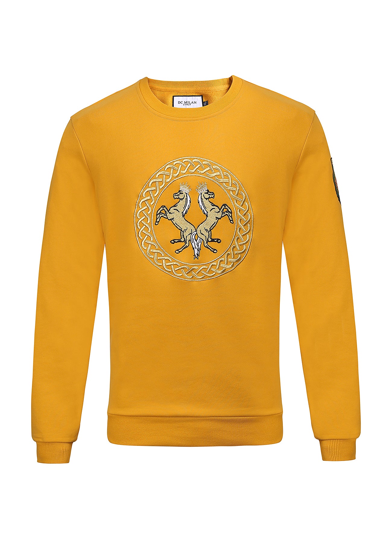 Embroidery Yellow Cotton Sweatshirt With Big Logo