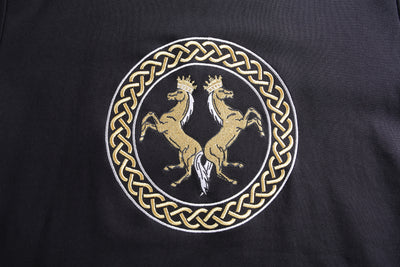 Embroidery Black Cotton Sweatshirt With Big Logo