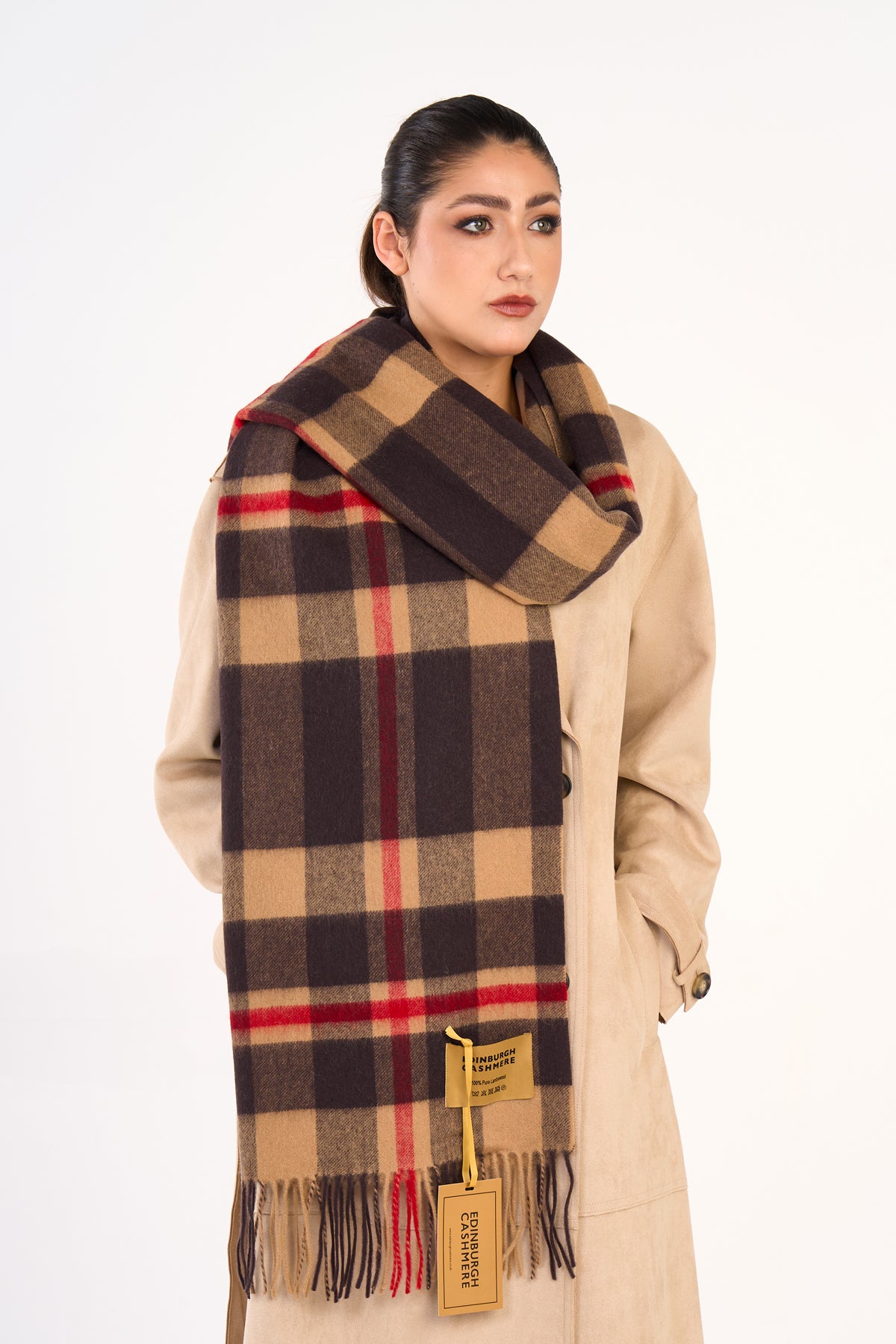 Camel with Black Bows Scarf