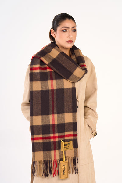 100% Pure Lambswool Oversized Scarf/Wrap DC Camel/Black 18