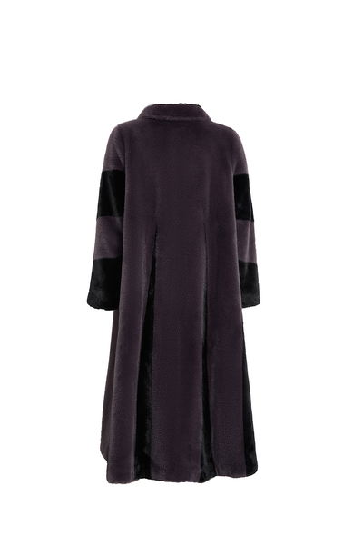 Women's Fur Long Coat Exclusive Design - Grey/Black