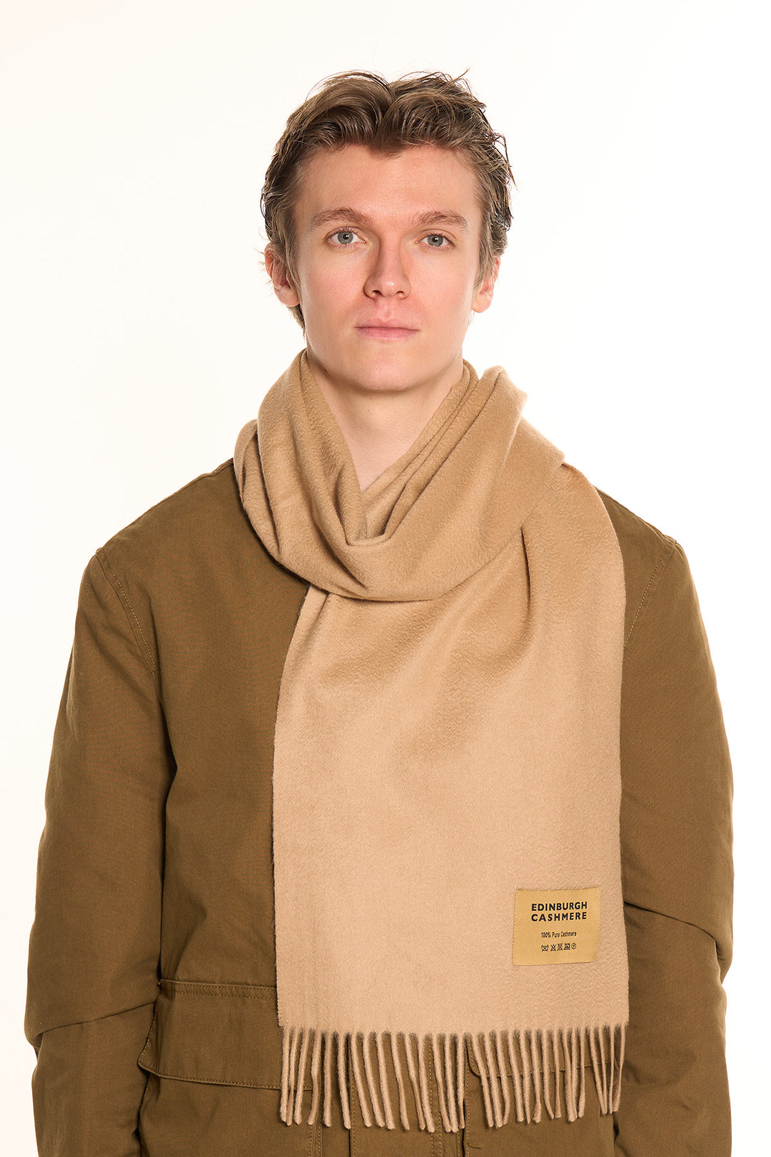 Luxury Scarves マフラー CASHMERE 100% EDINBURGH OF HOUSE Oversized Cashmere Edinburgh | Designer Brown Plain 小物
