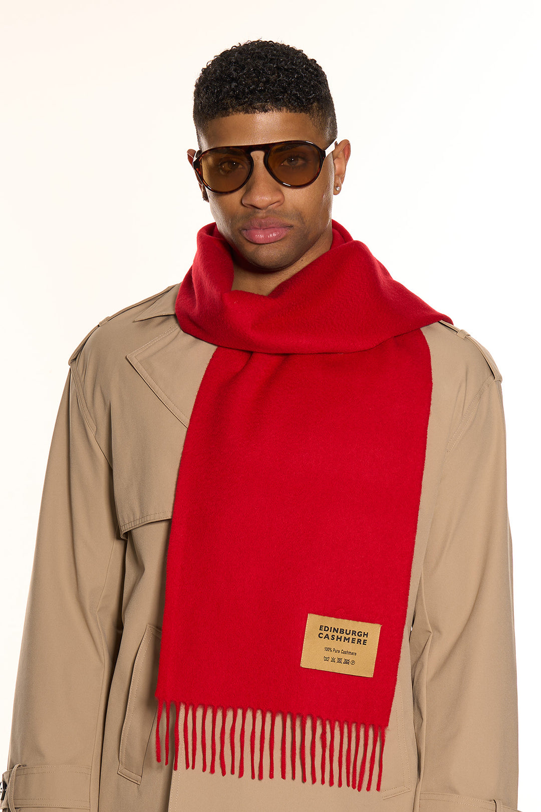HOUSE OF EDINBURGH 100% CASHMERE マフラー 100% Pure Cashmere Scarf Red - Small Size | Edinburgh Cashmere