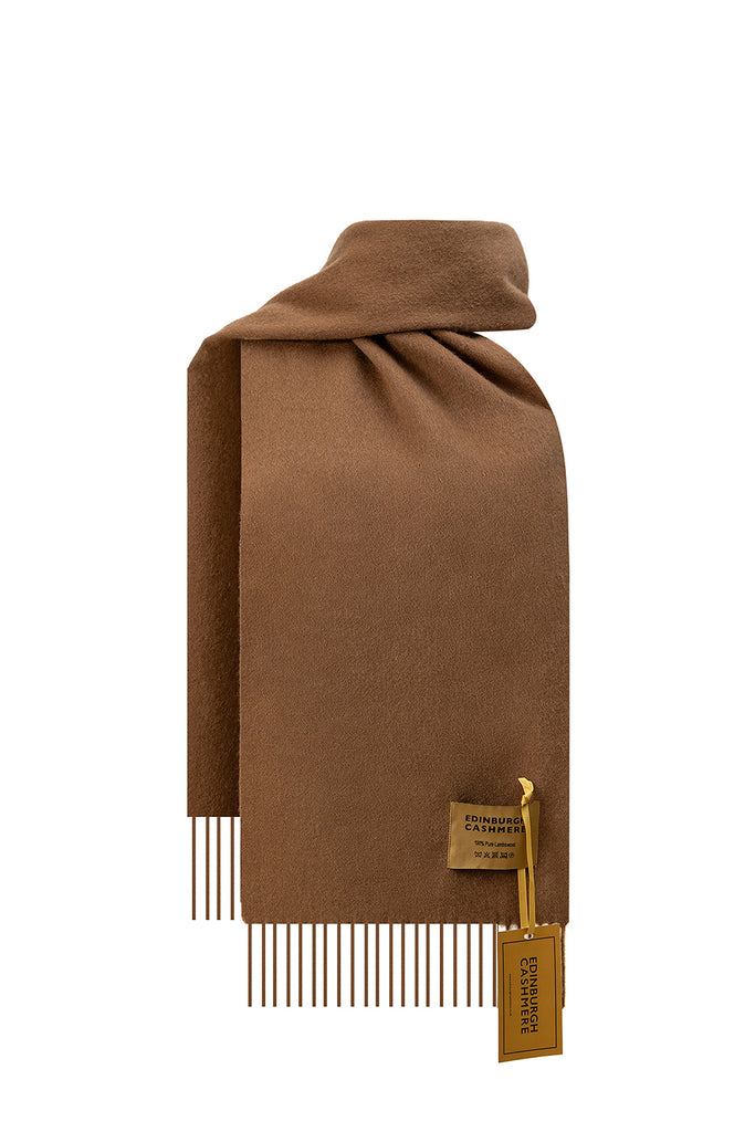 100% Pure Extra Fine Wool Scarf Brown Small | Edinburgh Cashmere