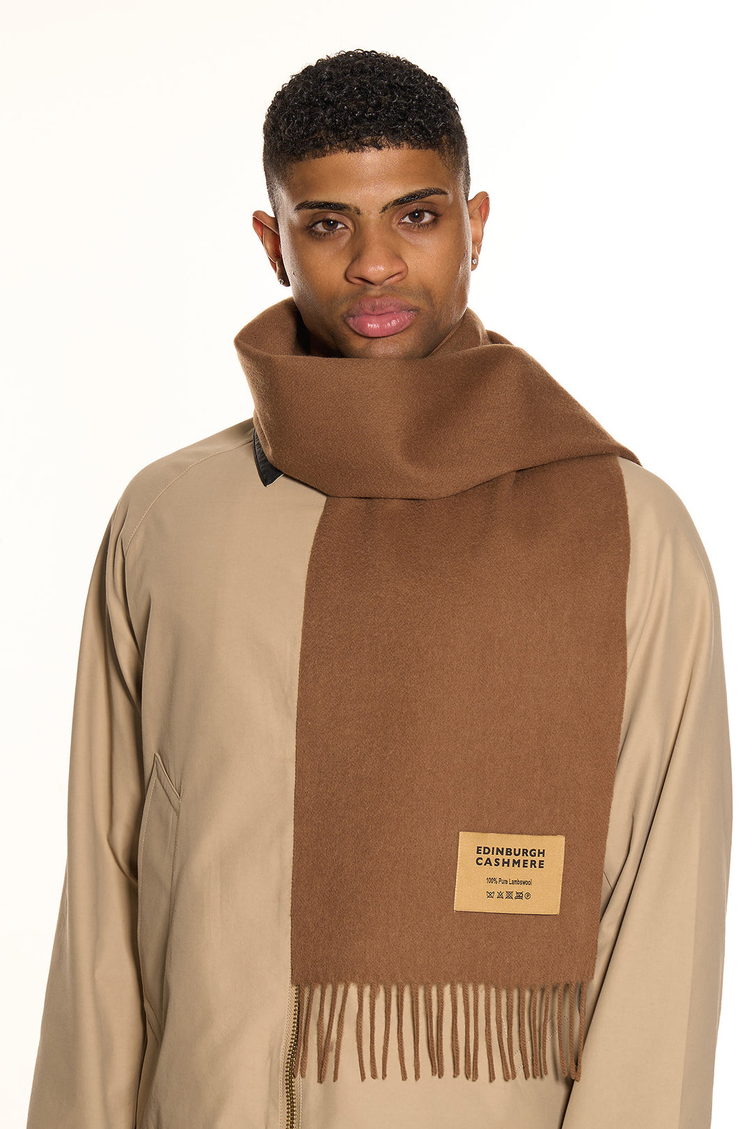 100% Pure Extra Fine Wool Scarf Brown Small | Edinburgh Cashmere