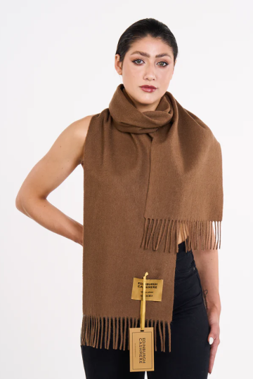 100% Pure Extra Fine Wool Scarf Brown