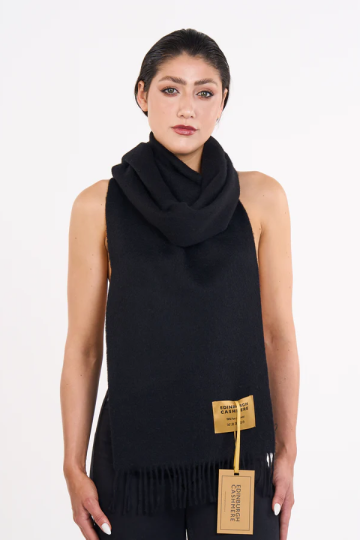 100% Pure Extra Fine Wool Scarf Black