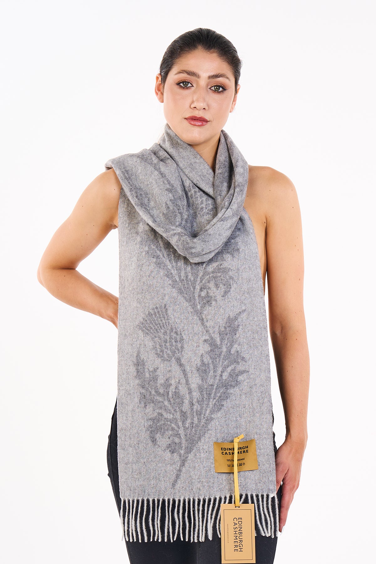 Scarf Single Thistle Grey 100% Pure Lambswool