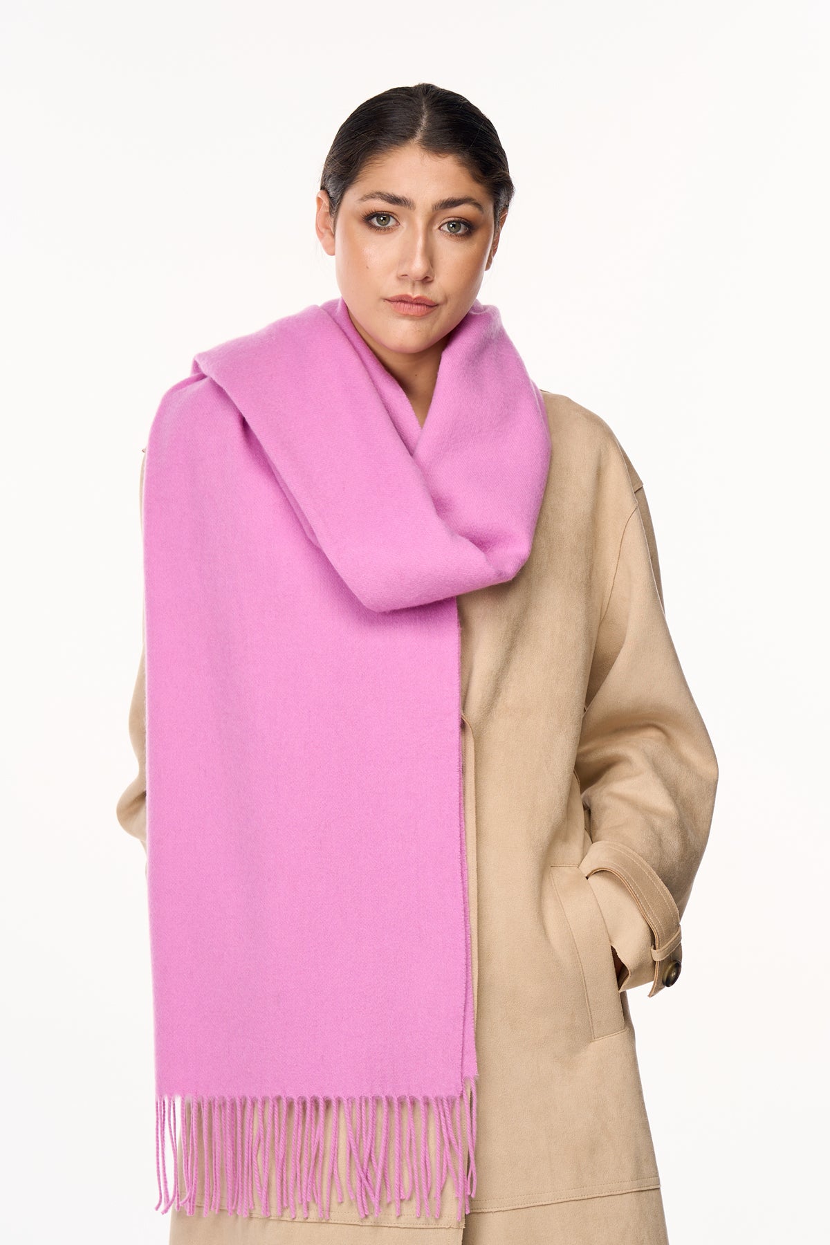 Plain Scarf Dark Pink Oversized Wrap 100% Pure Lambswool