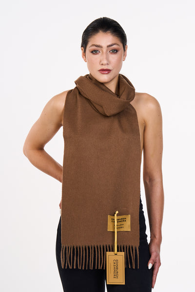 Scarf Plain Brown 100% Pure Lambswool