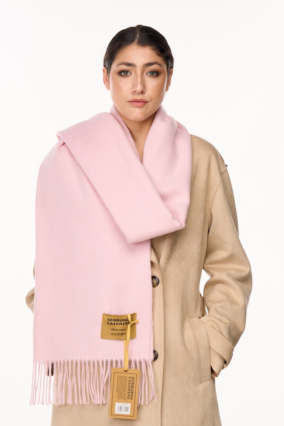 Plain Scarf Light Pink Oversized Wrap 100% Pure Lambswool