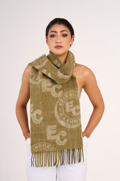 Designer Iconic Scarf EC 100% Pure wool Green