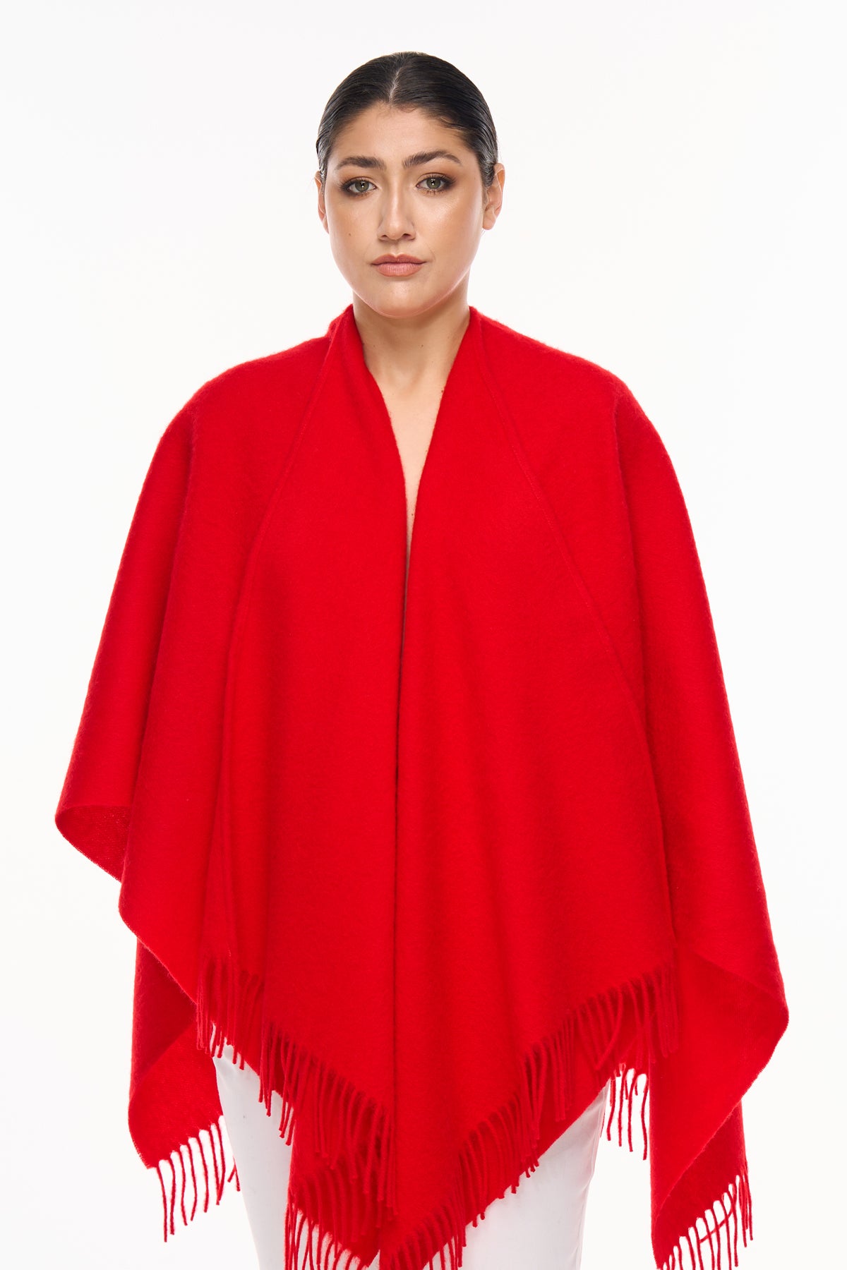 Plain Cape Red Poncho 100% Pure Lambswool