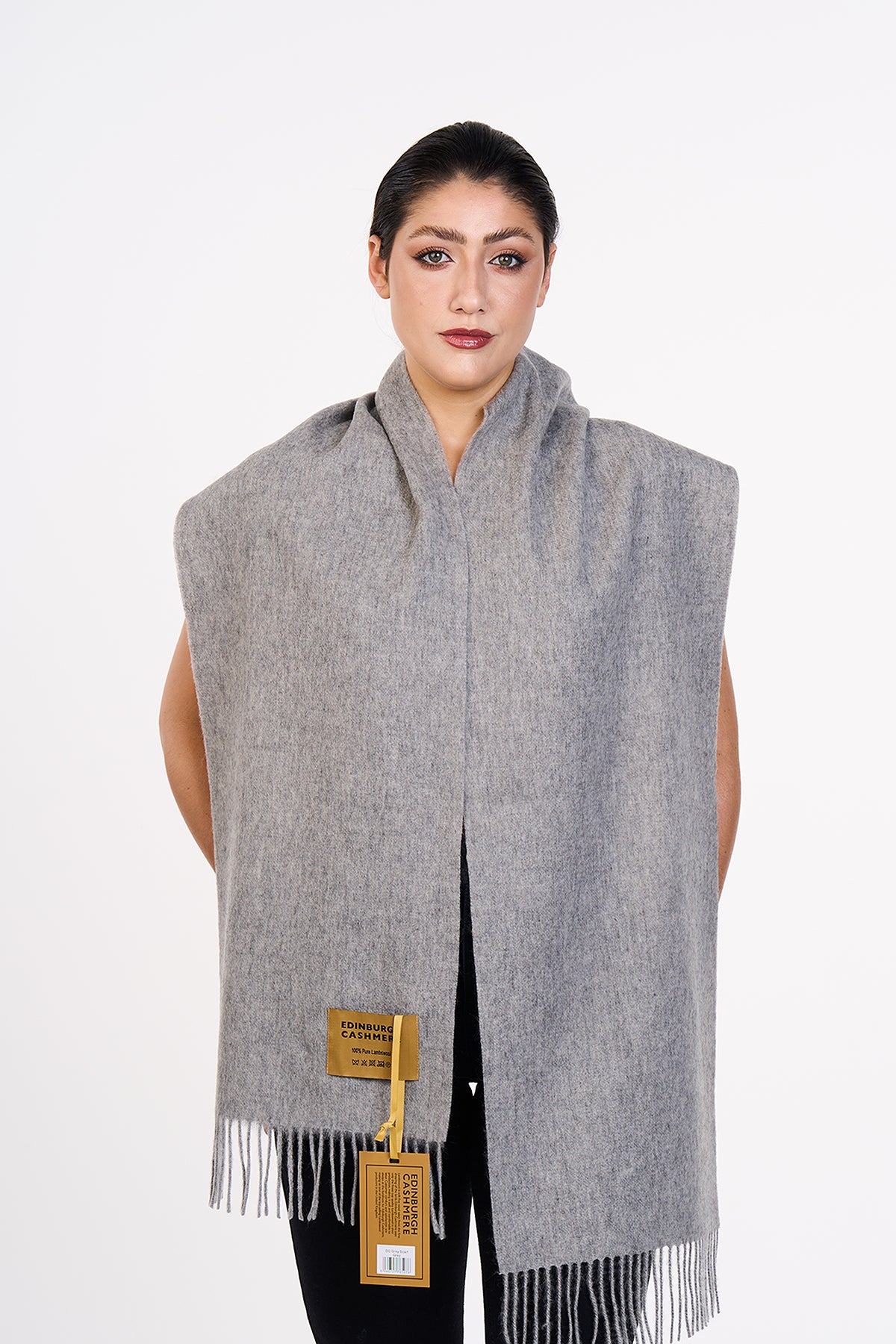 100% Pure Extra Fine Wool Scarf Grey Small