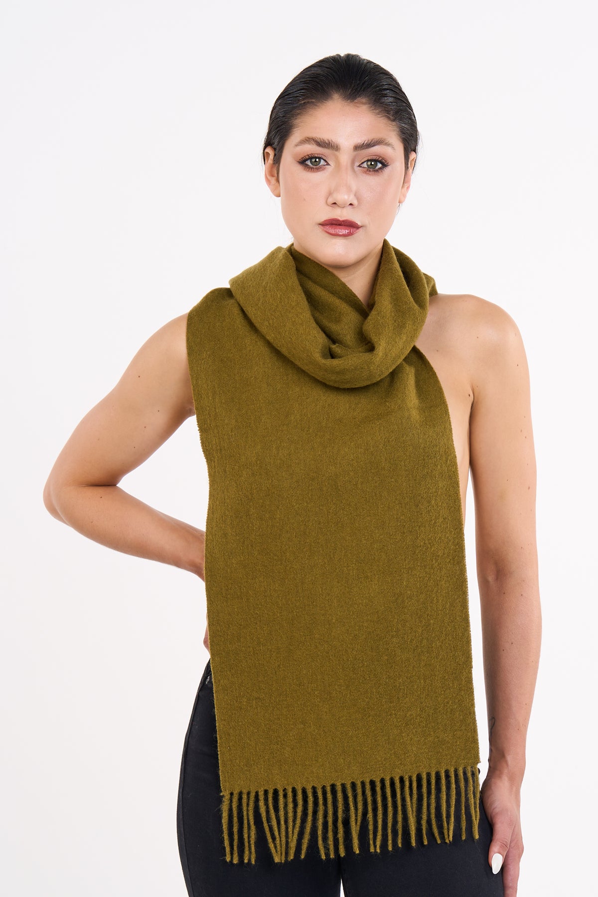 Scarf Plain Green 100% Pure Lambswool
