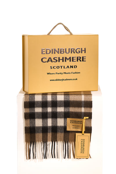 DC Check Cashmere Scarf Chocolate - Big Size