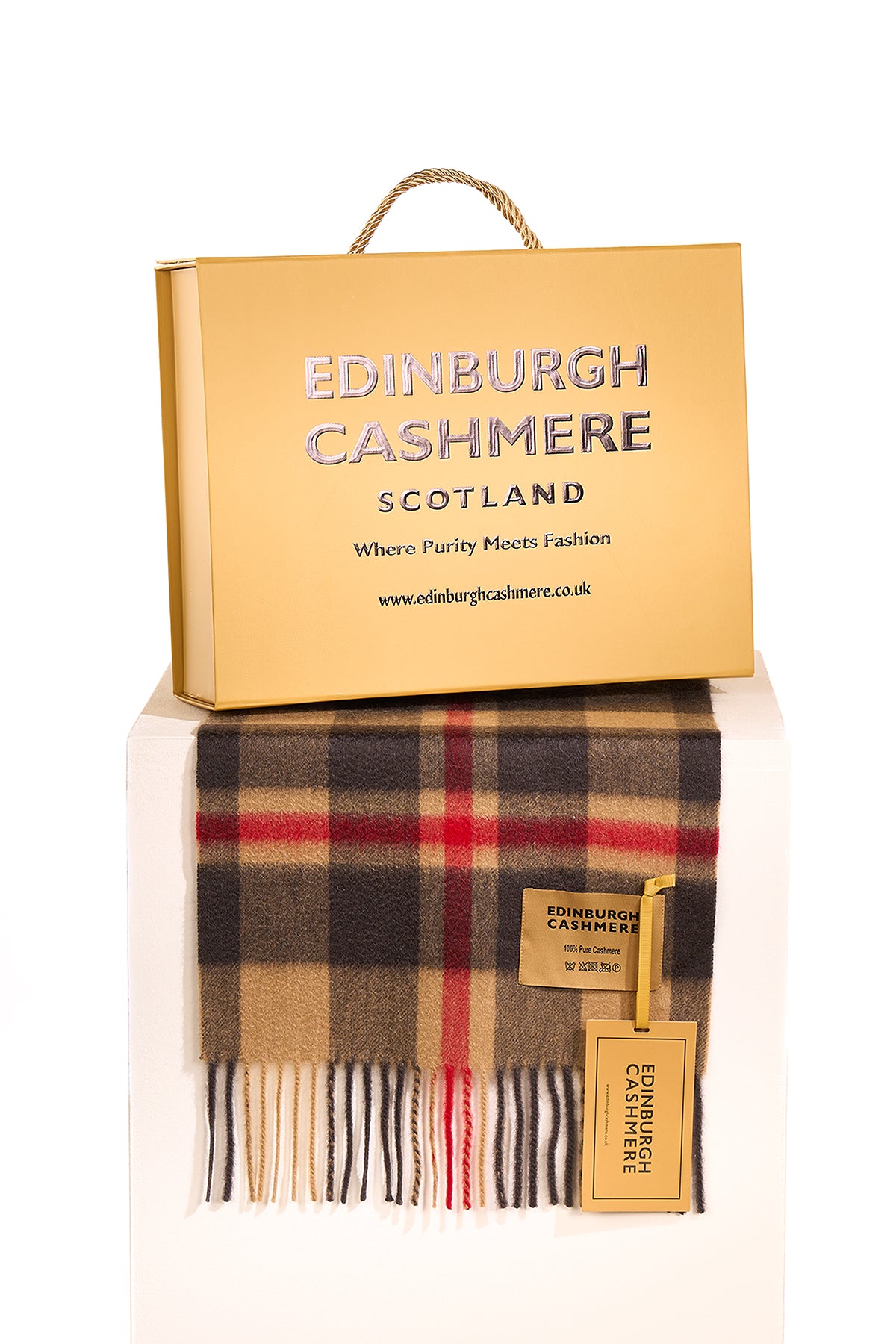DC Scott Cashmere Scarf Camel and Black - Big Size