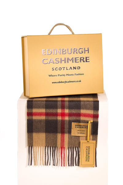 DC Scott Cashmere Scarf Camel and Black - Big Size