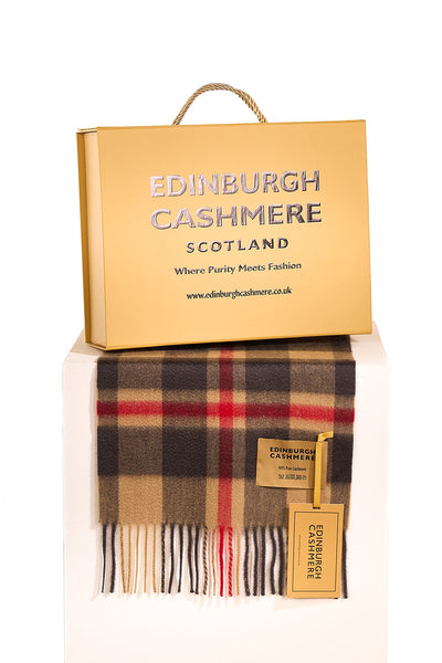 DC Scott Cashmere Scarf Camel and Black - Small Size