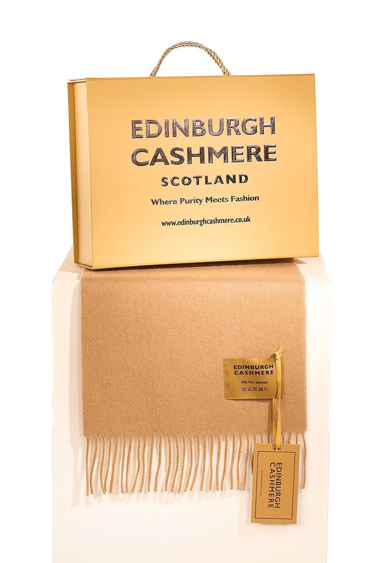 100% Pure Extra Fine Wool Scarf Camel Small