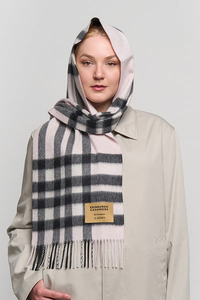 DC Check Cashmere Scarf Light Pink - Big Size