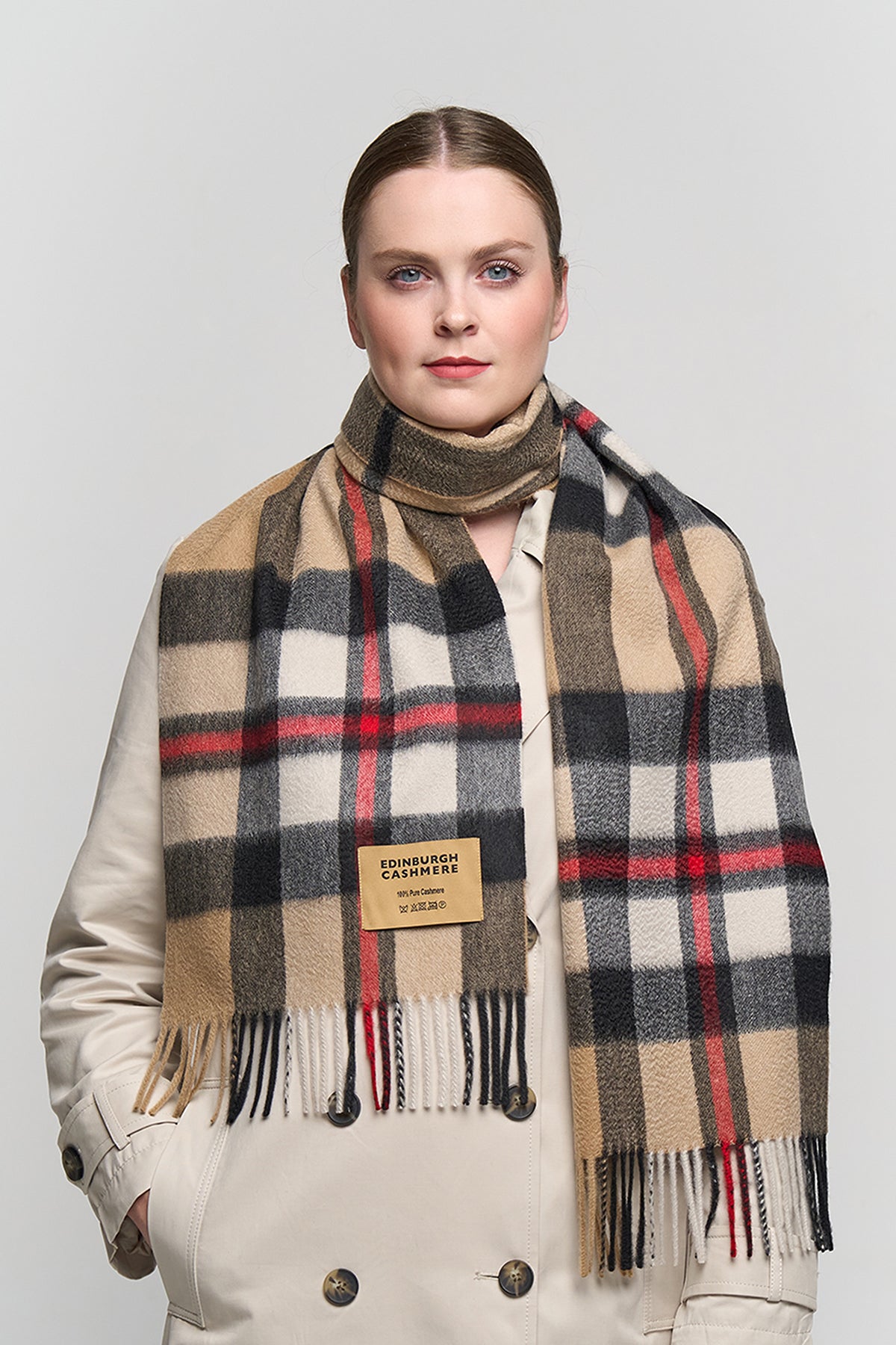 DC Scott Cashmere Scarf Camel and Black - Big Size