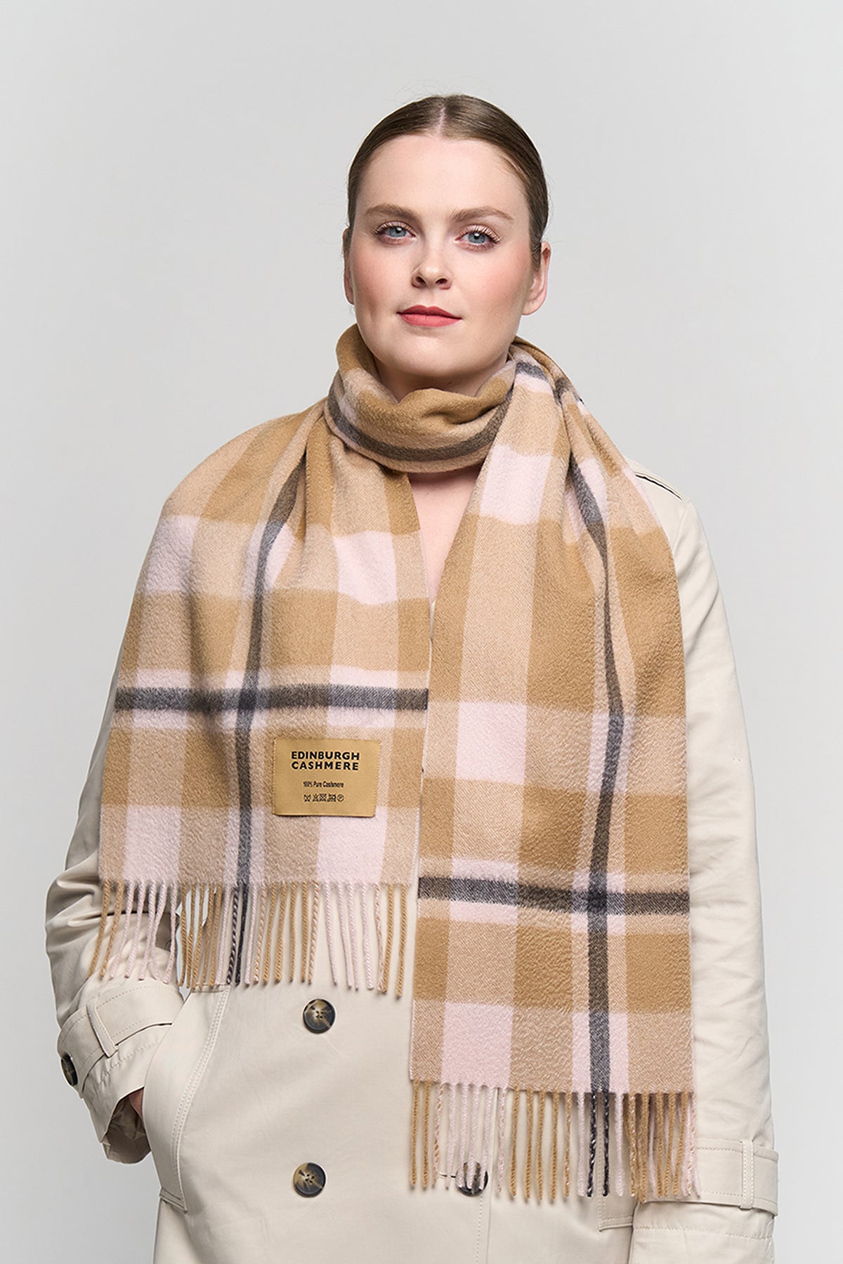DC Scott Cashmere Scarf Camel and Black - Big Size