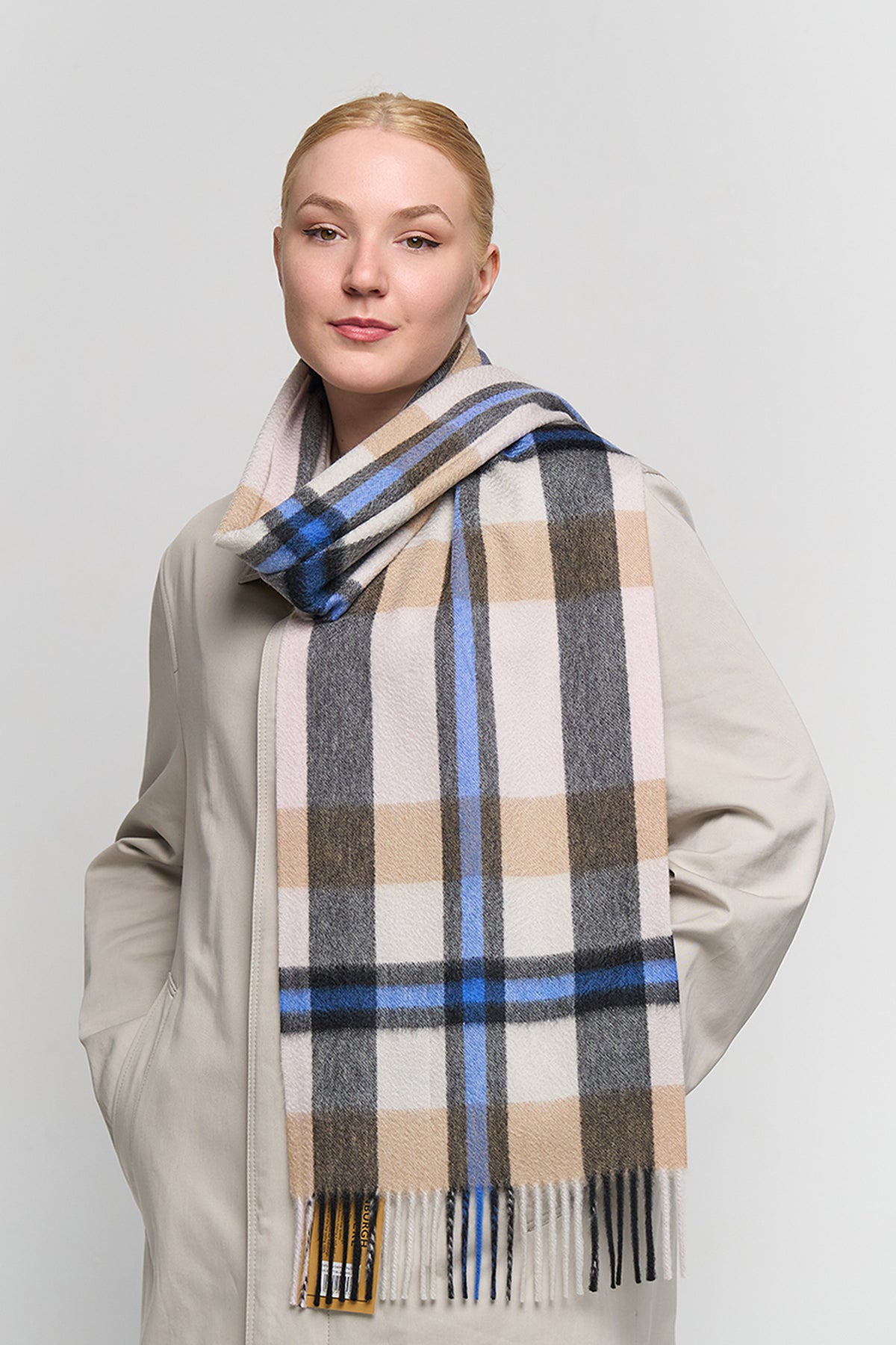 DC Scott Cashmere Scarf Blue/Camel - Big Size