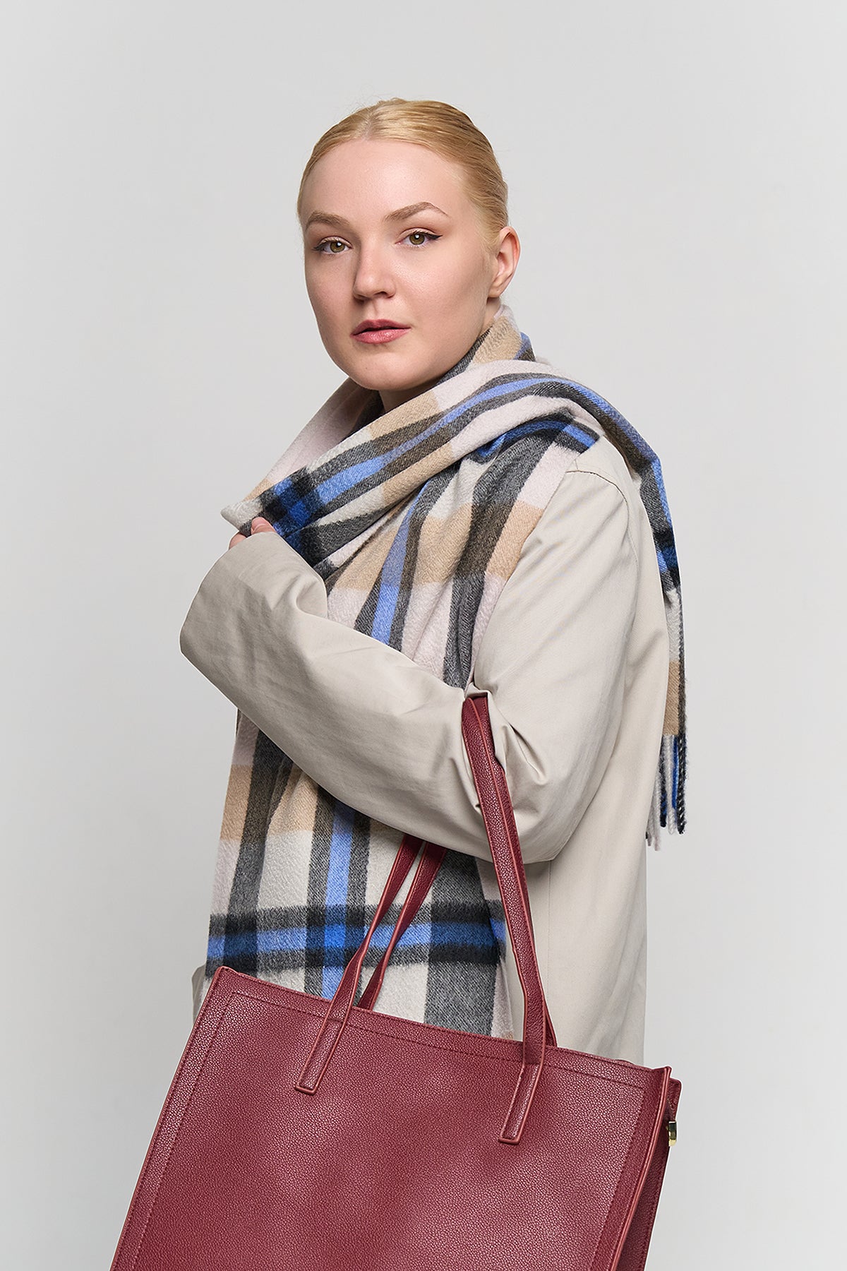 DC Scott Cashmere Scarf Camel and Cream - Big Size