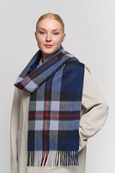 100% Pure Cashmere Scarf Scottish Design Navy - Small Size