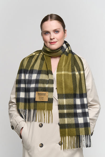 DC Check Cashmere Scarf Green - Big Size
