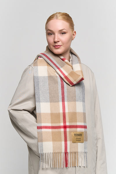DC Scott Cashmere Scarf Grey/Camel - Big Size