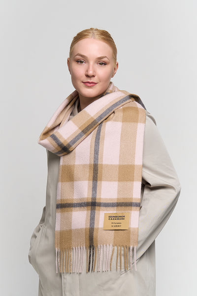 DC Scott Cashmere Scarf Camel and Black - Big Size
