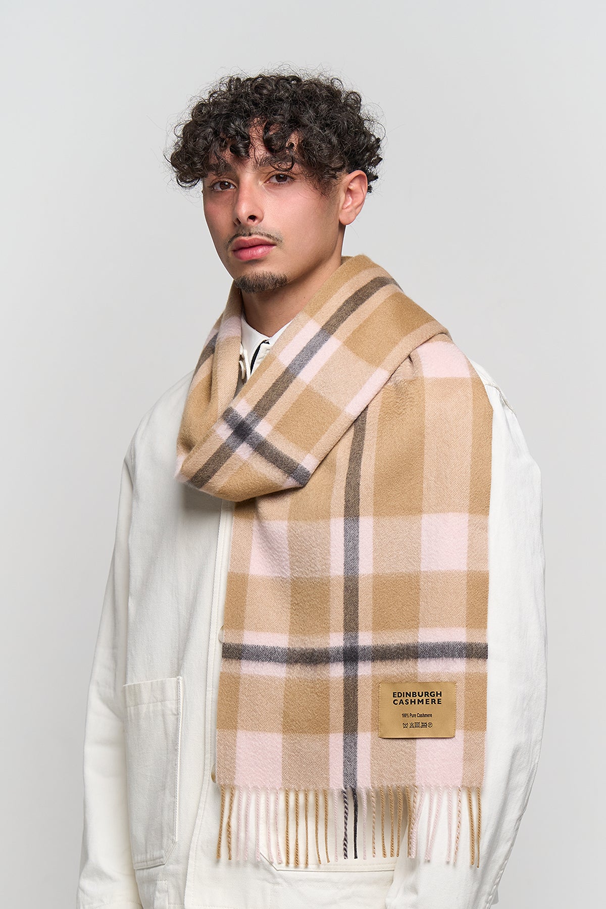 DC Scott Cashmere Scarf Camel and Black - Big Size