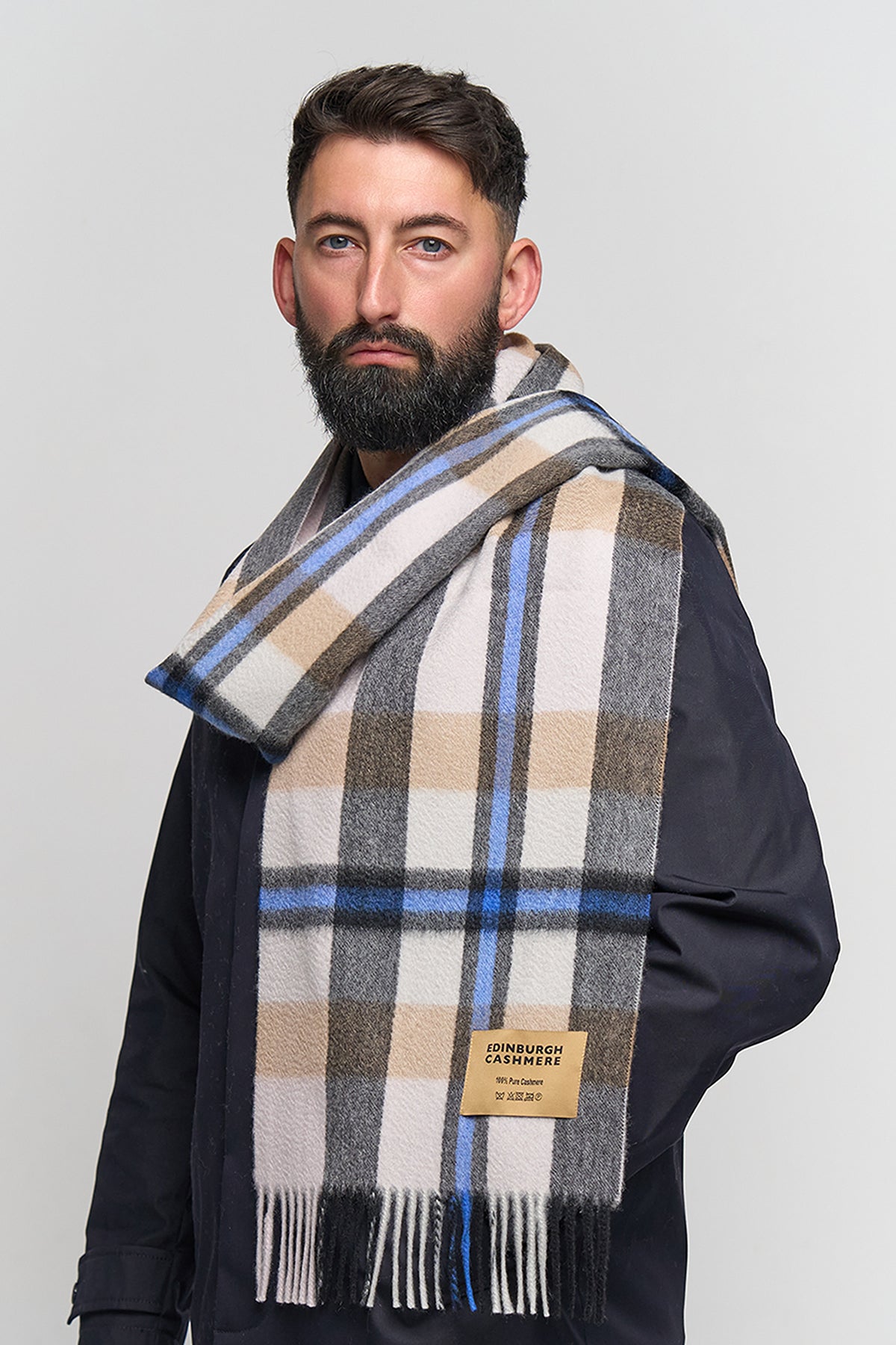 DC Scott Cashmere Scarf Camel and Cream - Big Size
