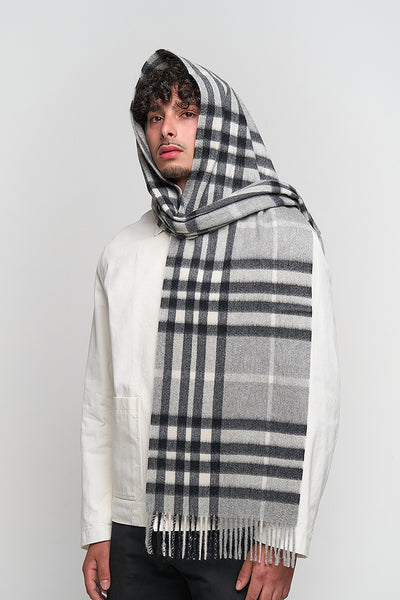 100% Pure Cashmere Designer Scarf Iconic DC Classic Grey