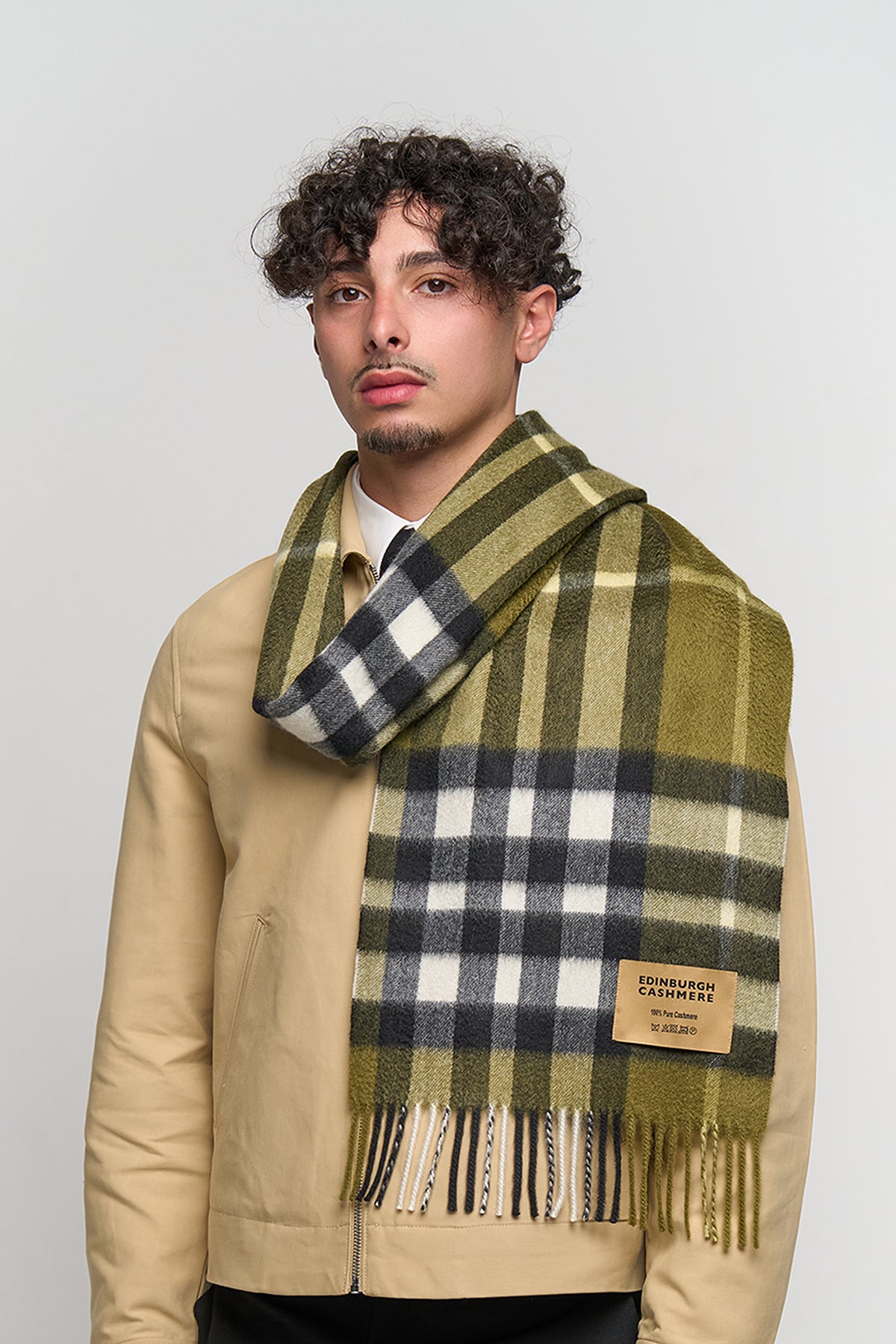 DC Check Cashmere Scarf Green - Big Size