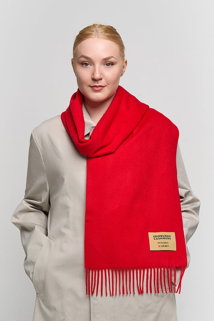 100% Pure Cashmere Scarf Red - Small Size | Edinburgh Cashmere