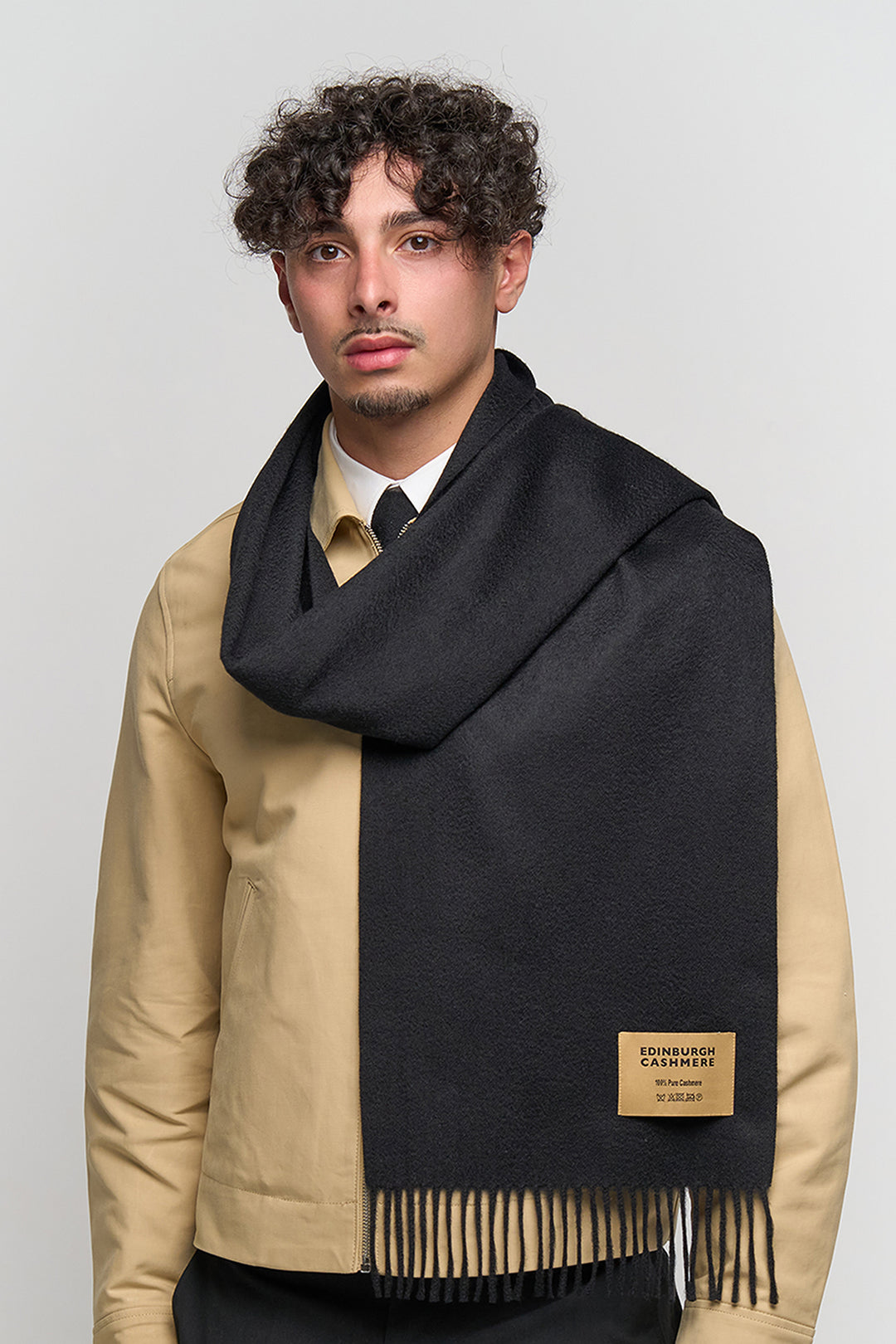 100% Pure Cashmere Scarf Black | Edinburgh Cashmere