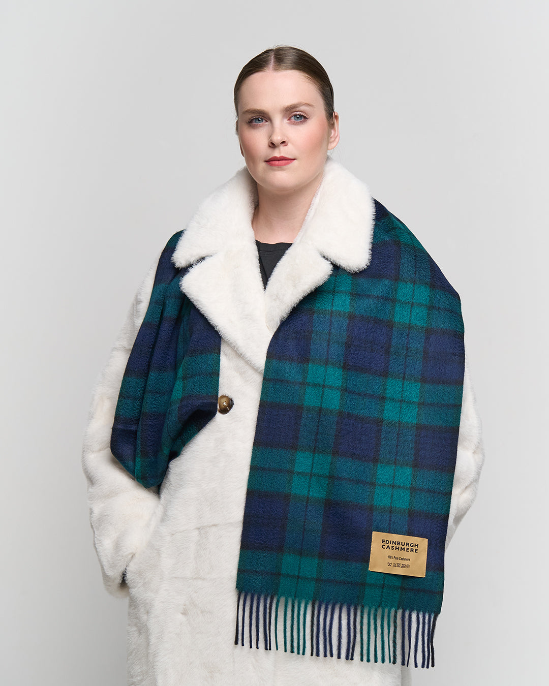100% Pure Cashmere Scarf Design Black Watch Tartan