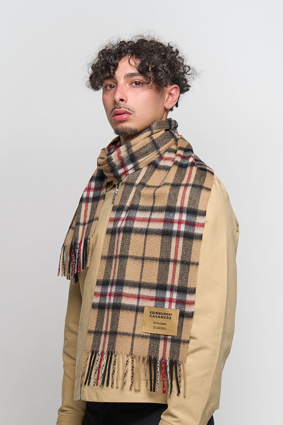 Cashmere Scarf Thomson Camel Light Tartan