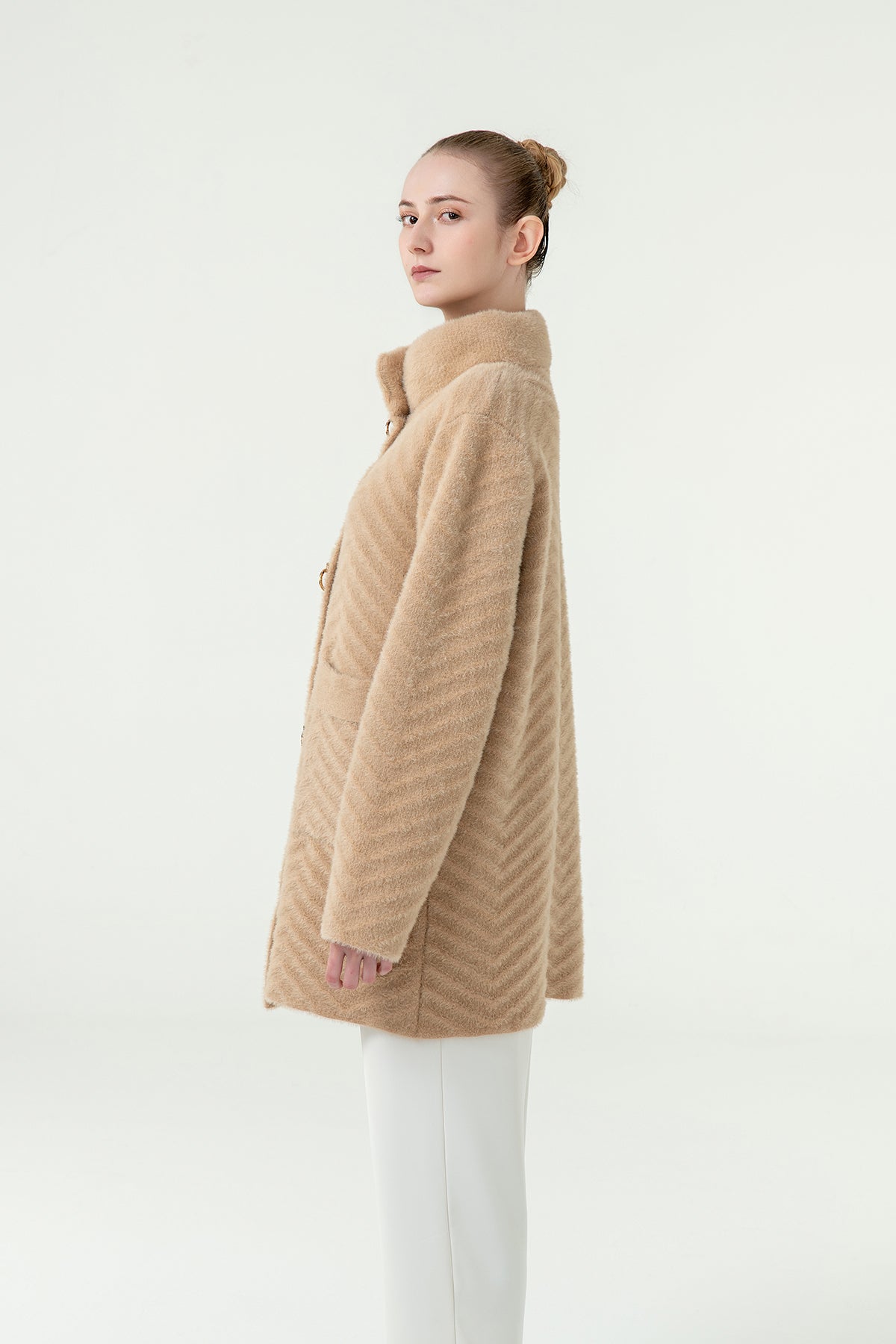 Women's Fur Coat Exclusive Design - Camel