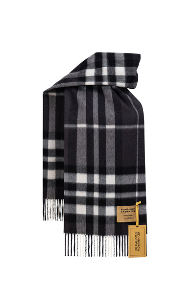 DC Check Cashmere Scarf Charcoal - Big Size