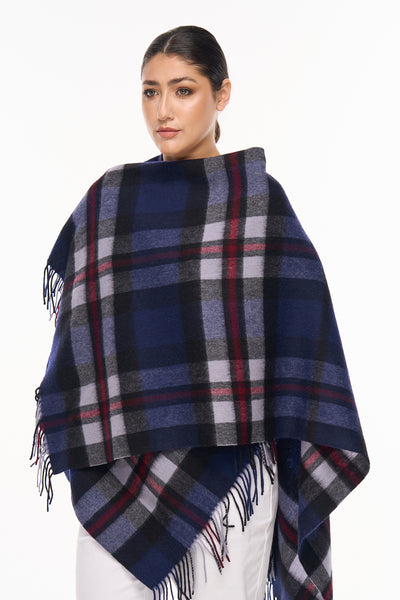 Cape DC Design Navy Poncho 100% Pure Lambswool
